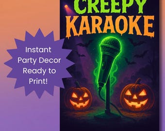 Creepy Karaoke Halloween Party Sign: Spooky Microphone Singing Competition Décor (Digital Download)
