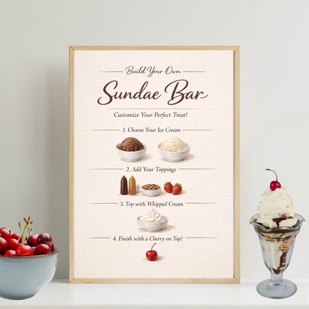 Build Your Own Sundae Sign: Sundae Bar Poster for Parties and Weddings ...