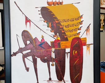 Pintura filipina Kalesa hecha a mano 24"x18"