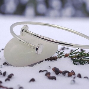 Minimalist Nail Bracelet | 925 Sterling Silver Cuff Bracelet | Adjustable Open Bangle | Unisex Nail Jewelry | Modern Industrial Jewelry Gift