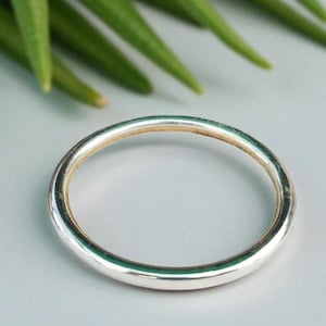 Chunky Sterling Silver Bangle Bracelet: Handmade Unisex Silver Kada
