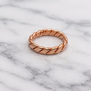 Handmade Twisted Copper Ring, Minimalist Stacking Band