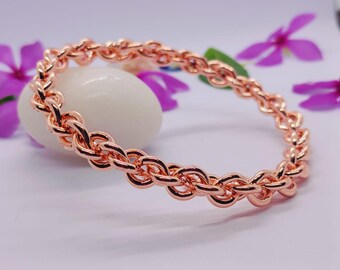 Handgemachtes massives Kupfer kubanische Kettenarmband: verstellbarer Boho Schmuck