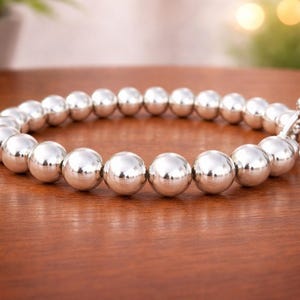 Handmade Sterling Silver Ball Bracelet | Toggle Clasp, Minimalist