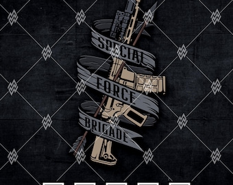 Military Rifle Design Vector SVG : Special Force Brigade (Digital Download)