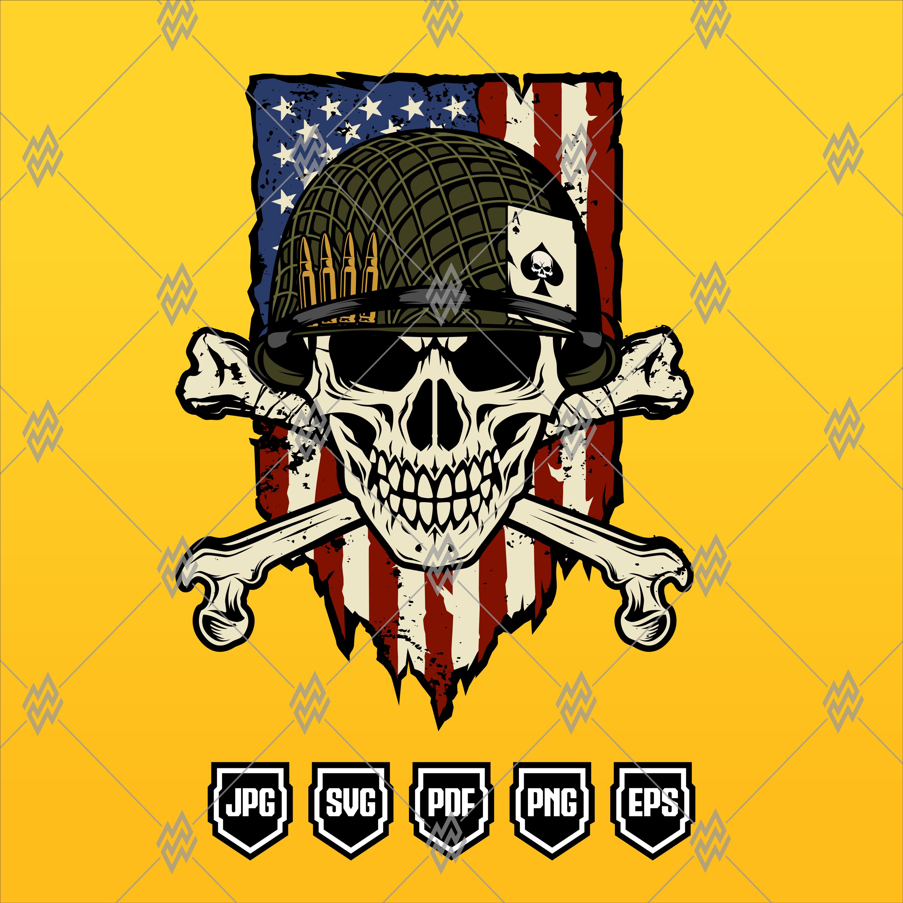 vintage 40s〜50s army skull ワッペン ベトナム戦争希少 Military Skull WW2 Helmet American Flag Design | Veteran Army