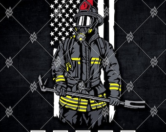 Firefighter Hero Thin Red Line American Flag (svg, png, eps, jpg, pdf)