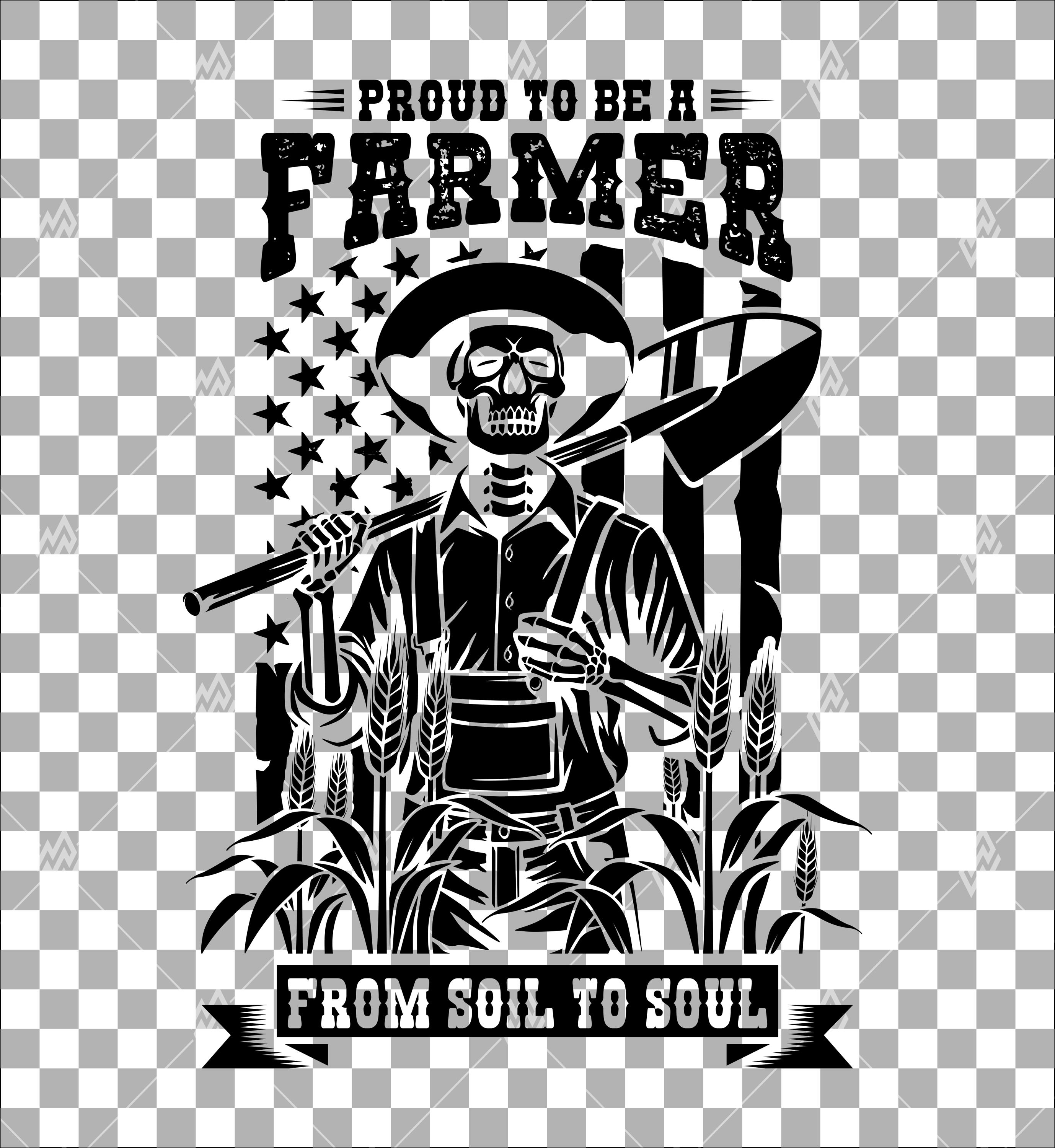 Skeleton Farmer Vector SVG - Farmer Graphic Tee | Skull Farm Art ...
