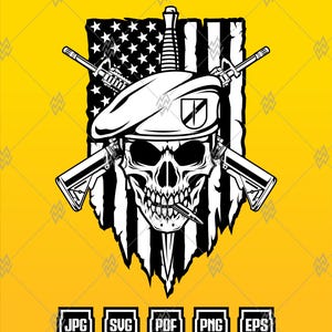 Militär dödskallebasker och gevär SVG: Taktisk veterandesign (digital nedladdning)