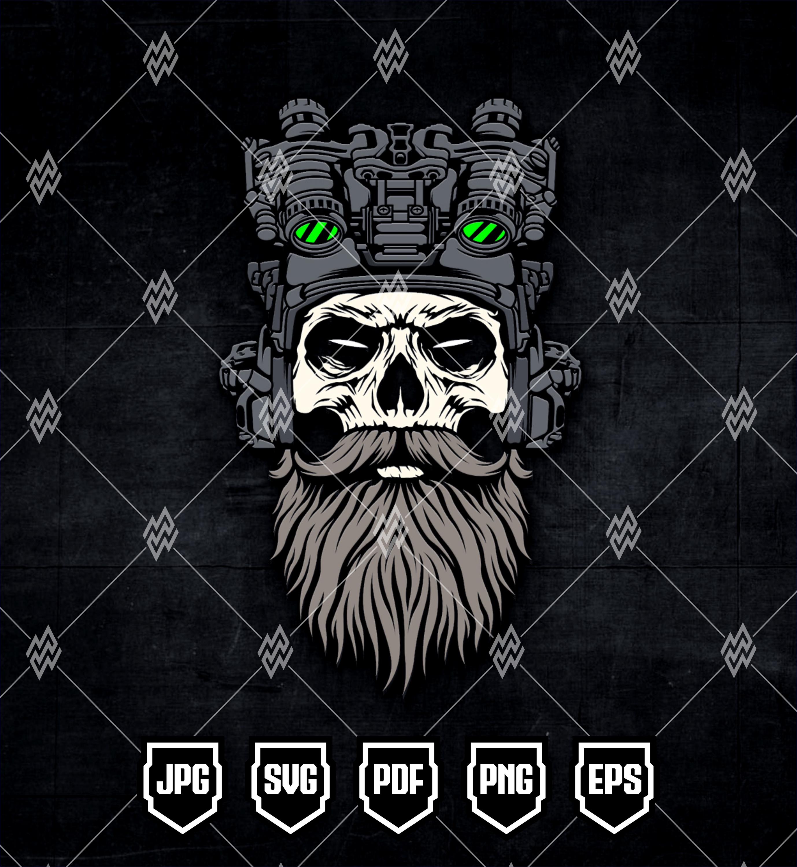 bearded skull football helmet Bearded Skull Night Vision Goggles Helmet SVG : Tactical Skull Beard Design  (digital Download)