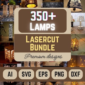 350+ Lampen Laser Cut Files Bundle, Lamp Bundle, 3D & 2D Muster, Lasercut, CO2, CNC, Wasserstrahl, Holz, Metall, Glas, ai, svg, dxf, eps, png