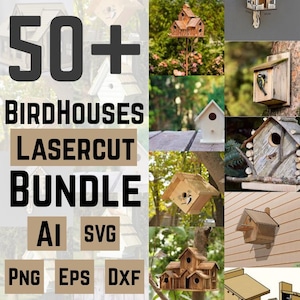 Vogelhuisje Lasercut ontwerpen - houtsnede met lasercut - lasercut ontwerpen - HomeDecor - GardenDecor - nestkastjes - svg - png - eps - ai - dxf