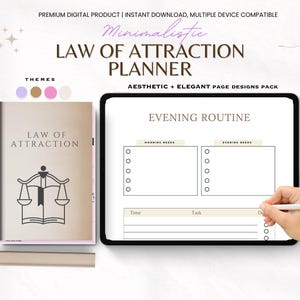 Law of Attraction Planner Printable | Manifestation Journal | Goal Setting, Vision Board, Daily Affirmations, Digital PDF