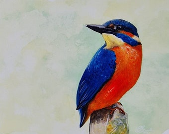 Watercolour Kingfisher A4 print