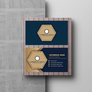 Sjabloon voor bewerkbare visitekaartjes, modern professioneel canvas visitekaartje, dubbelzijdig digitaal visitekaartje, Instant Download