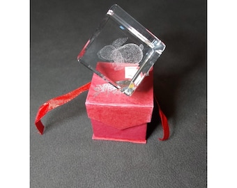Waterford Engraved Crystal 2" Cube Clear Bunny Rabbit Paperweight