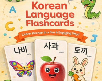Korean Alphabet Flashcards: Montessori Learning Cards (Digital Download PDF)