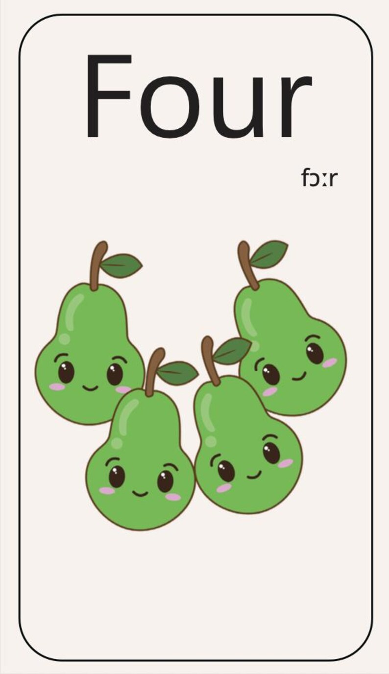 Four Flash Card English Number Flashcards 0-9: Montessori Printable (digital Download ...