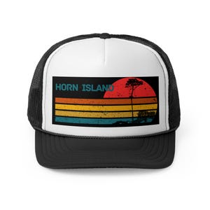 Retro Horn Island Trucker Cap | Vintage Beach Hat | Summer Accessory | Great for Outdoors, Casual Wear, Gifts, Travel