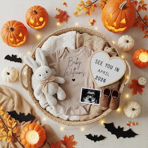 Fall Pregnancy Announcement Digital Baby Announcement Autumn Gender Neutral Reveal Girl Gender Reveal Boy Social Media Reveal Fall Pumpkin