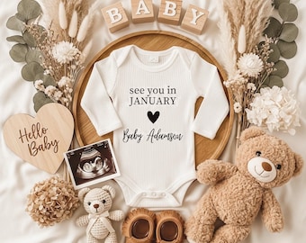 Digital Pregnancy Announcement January 2026 Baby Reveal Template, Editable January Baby Announcement, Pregnancy Reveal for Social Media