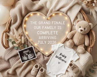 Last Baby Announcement Digital: Teddy Bear, Editable Template