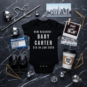 Faire-part de grossesse numérique Baby Carter, janvier 2026, modèle de faire-part de bébé de janvier, révélation de bébé, révélation de grossesse due en janvier