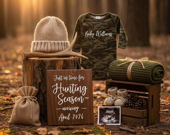 Hunting Pregnancy Announcement, Digital Baby Announcement, Editable Baby Reveal Template Digital Download, Social Media Pregnancy Template