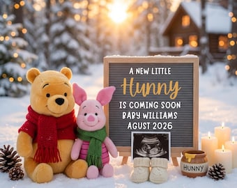 Little Hunny Pregnancy Announcement | Winnie the Pooh Baby Reveal | New Year 2026 Template