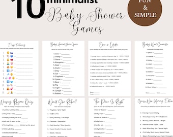 Baby Shower Games Bundle, Minimalist Gender Neutral Baby Sprinkle Activities, Printable Funny Simple Baby Shower Games, Fun Activity