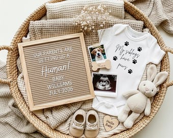 Pet Pregnancy Announcement Digital, Baby Announcement, Pregnancy Reveal, Dog Baby Reveal, Gender Neutral Baby Announcement Template