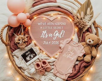 Baby Girl Pregnancy Announcement, Editable Canva Video Reveal