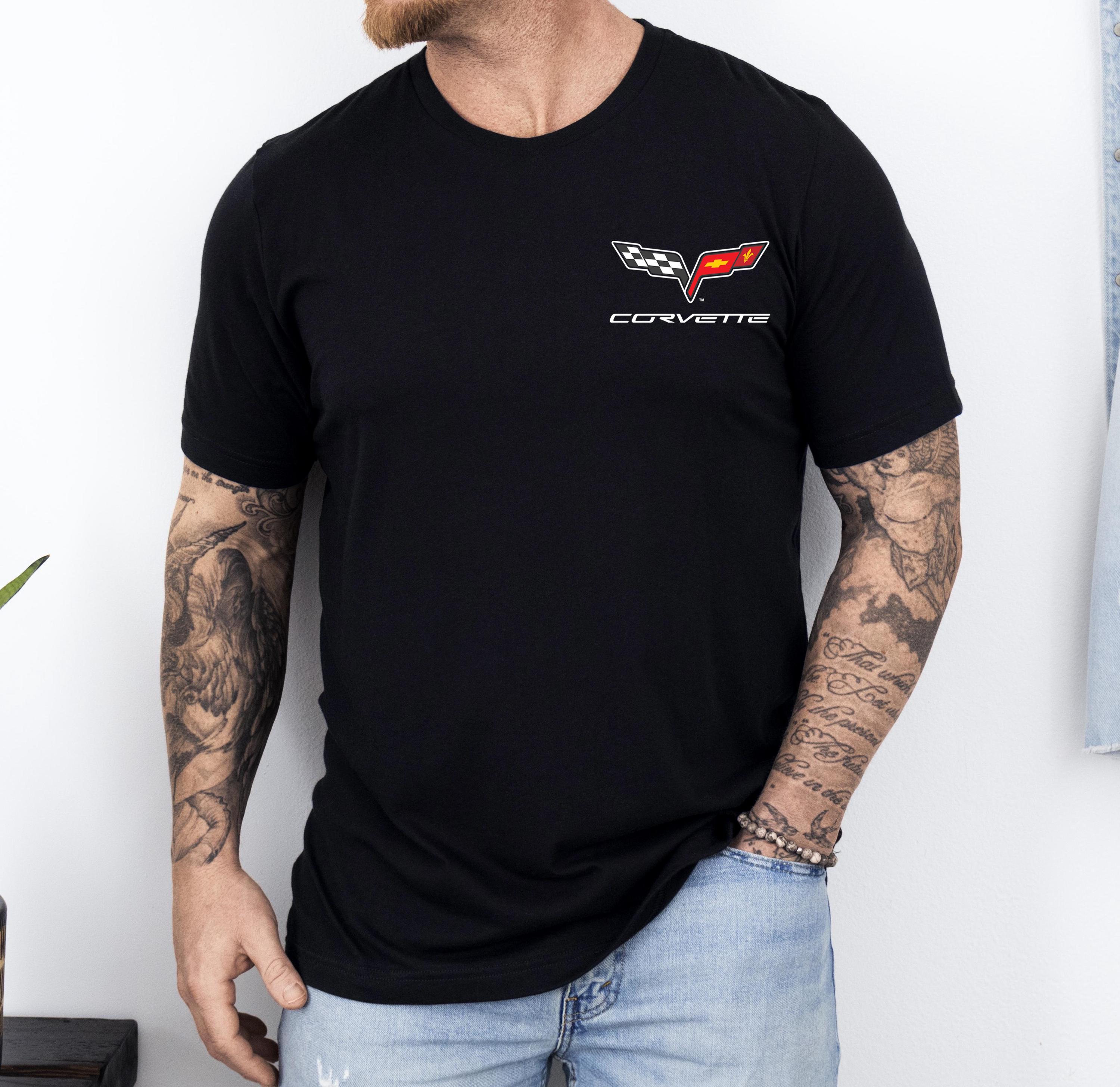 Wicked Metal Corvette C7 Stylized T-Shirt - 7th Gen Muscle Car Tee, Black, X-Large