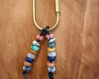 Color Pop Bead Bag Charm - Black Leather