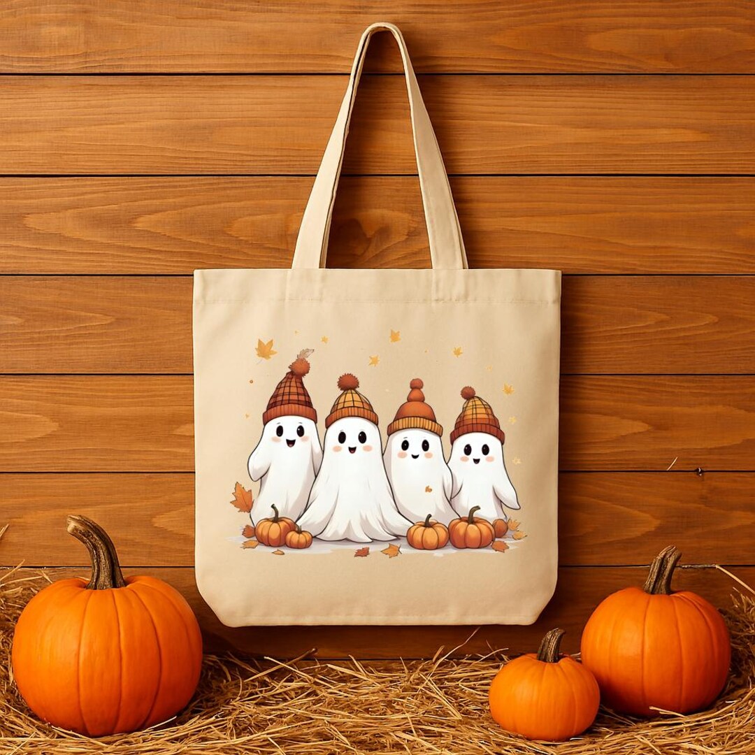 Halloween Ghosts Canvas Tote Bag Cute Fall Lovers Season Bag Reusable