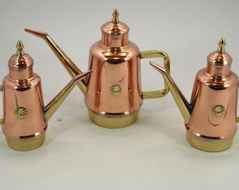 Galheteiro de azeite artesanal em cobre e latão / dispensador de azeite / galheteiro de azeite em cobre / galheteiro feito à mão