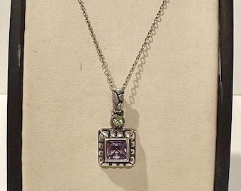 925 Silber Amethyst und Peridot Halskette 18 Zoll