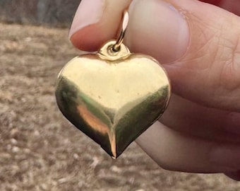 Vintage 14k Puffy Herz Charm Anhänger - Nachlass