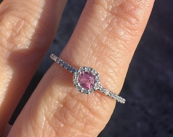 14k Rosa Saphir und Diamant Ring - Nachlassgröße 4,25
