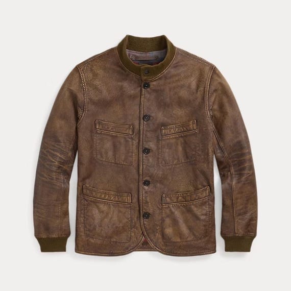 Leather Car Coat for Men, RRL by Ralph Lauren - Etsy