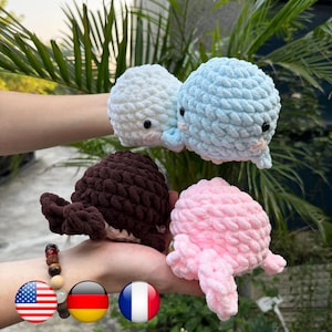 Whale Amigurumi Crochet Pattern PDF | 4 in 1 Cute Whale Plush Toy DIY, Digital Download, Easy Crochet, Beginner Friendly,Gifts for children