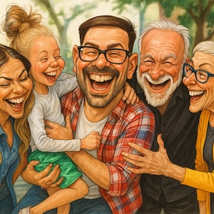 Custom Funny Caricature Portrait from Photo, Digital Portrait, Cartoon Character, Funny Digital Gift for Couples, Family, Friends, Pets