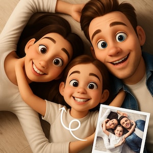 Custom Pixar Style Portrait from Your Photo, Photo to Disney Pixar Art, Personalized 3D Cartoon Character, Couple, Family, Digital Pixar Art