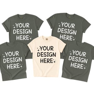 Comfort Colors 1717 Group Mockup, Pepper and Ivory Tshirt Mockup, Group Shirt Mockup, Flat Lay Mockup, Group Mockup