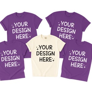 Comfort Colors 1717 Group Mockup, Violet and Ivory Tshirt Mockup, Group Shirt Mockup, Flat Lay Mockup, Group Mockup