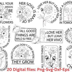20 Wildflower Svg bundle, Cut File Flower Meadow Svg,Flower Sketch svg,Floral svg,Wildflower Hand Drawn,Get instantly