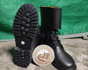 Handmade Black Leather Combat Style Boots Heavy-Duty Military Boot Tactical Lace-Up Boots for Men
