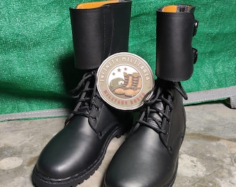 Handmade Black Leather Combat Style Boots Heavy-Duty Military Boot Tactical Lace-Up Boots for Men