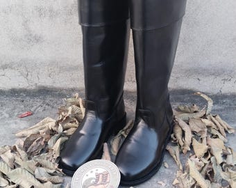Handmade Leather Revolutionary War Boots | 18th Century Colonial Style Tall Boots | Custom Leather Riding Boots for Re-enactment & Costume