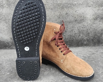 Handmade Leather US Army Style Ankle Boot - Roughout Military Boot
